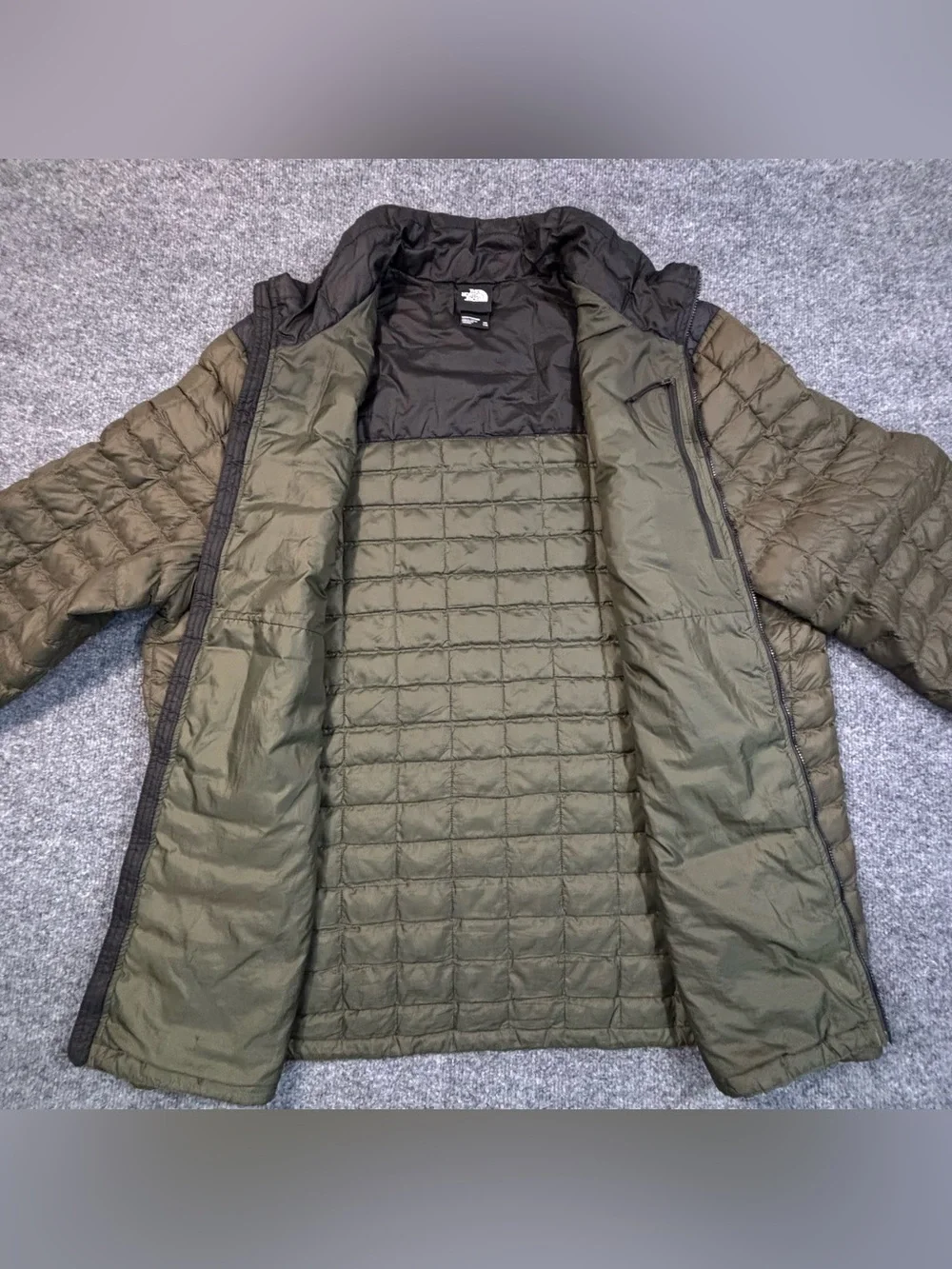 The North Face ThermoBall Eco Jacket Mens XXL Olive Green Black Full Zip